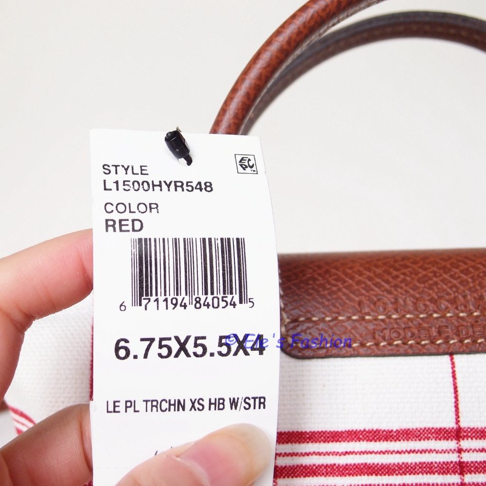 ❤️ NWT LONGCHAMP Le Pliage XS Canvas Crossbody Satchel Bag Torchon RED AUTHENTIC - Picture 9 of 16